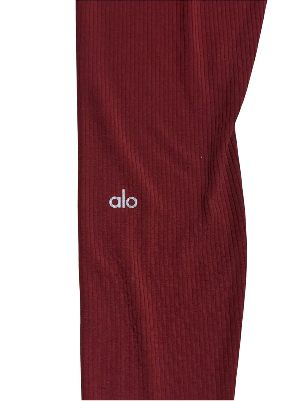 Alo Yoga Blissful Leggings Ribbed High Waist 7/8 Women’s Size Small In Red